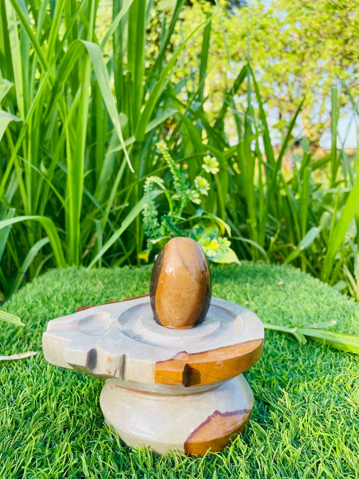 2.5 Inch Narmadeshwar Shivling with 5 Inch Premium Marble Jaladhari