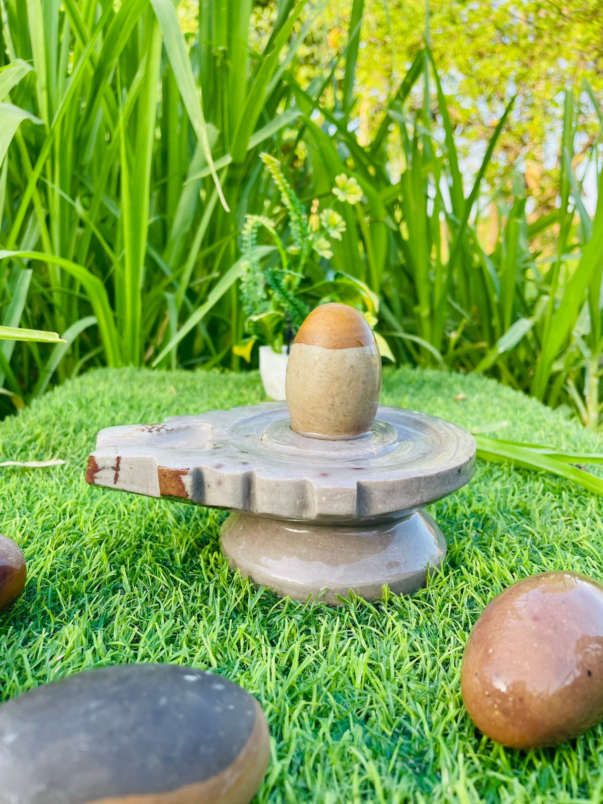 2.5 Inch Narmadeshwar Shivling with 5 Inch Marble Finish Jaladhari