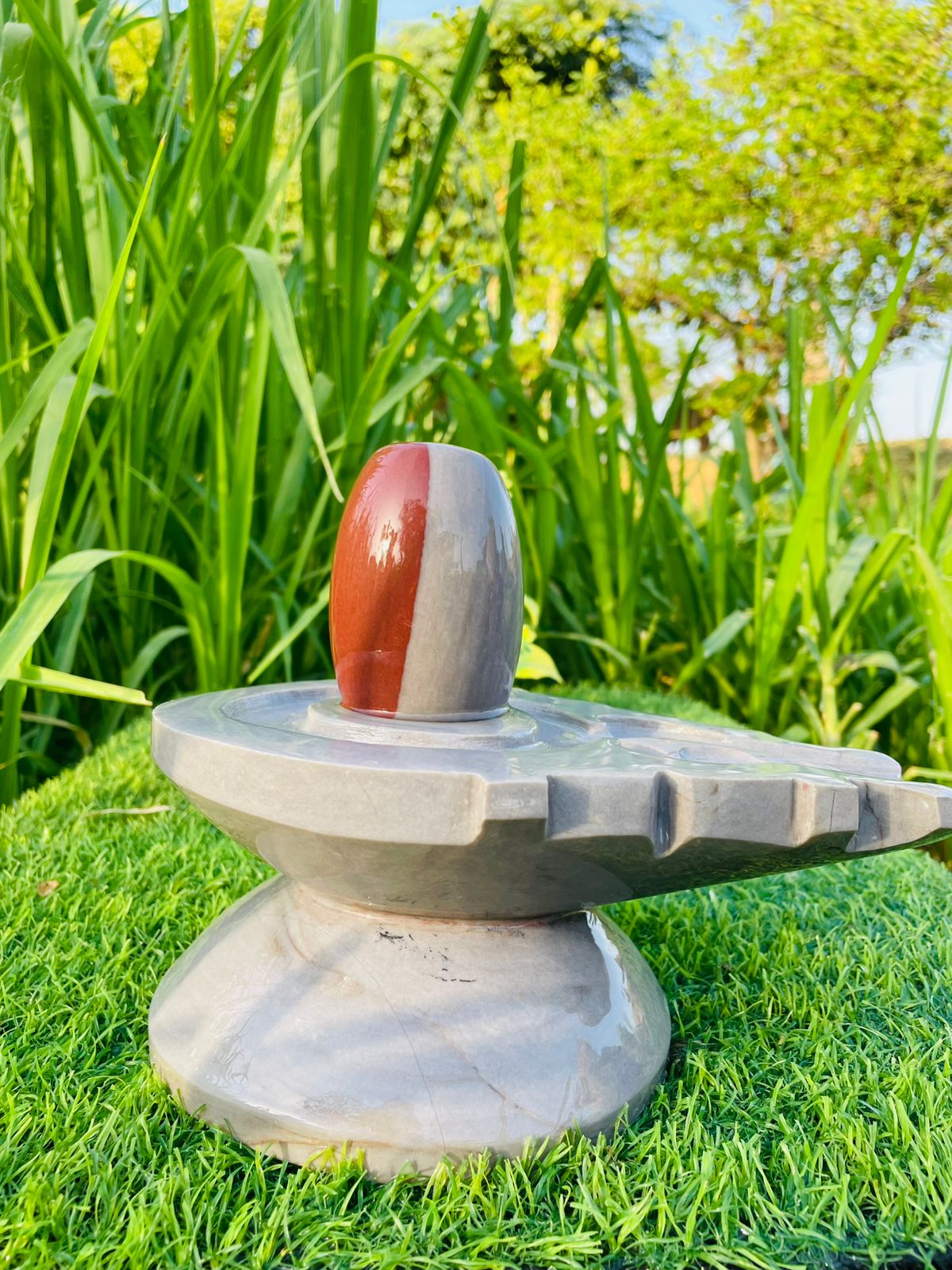 3 Inch Original Narmadeshwar Shivling with 6 Inch Premium Jaladhari – Dual Shade Stone Finish