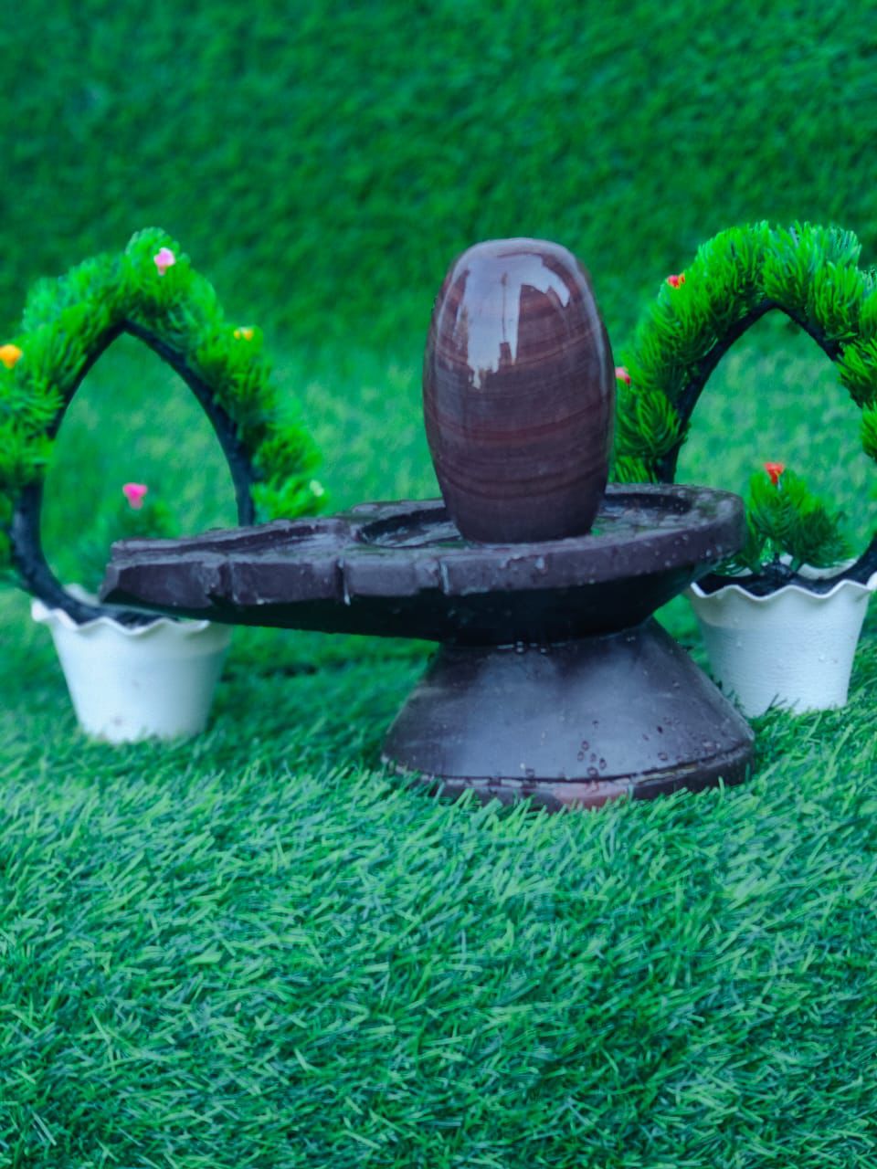 4 Inch Premium Narmadeshwar Shivling with 8 Inch Jaladhari – Dark Stone Finish