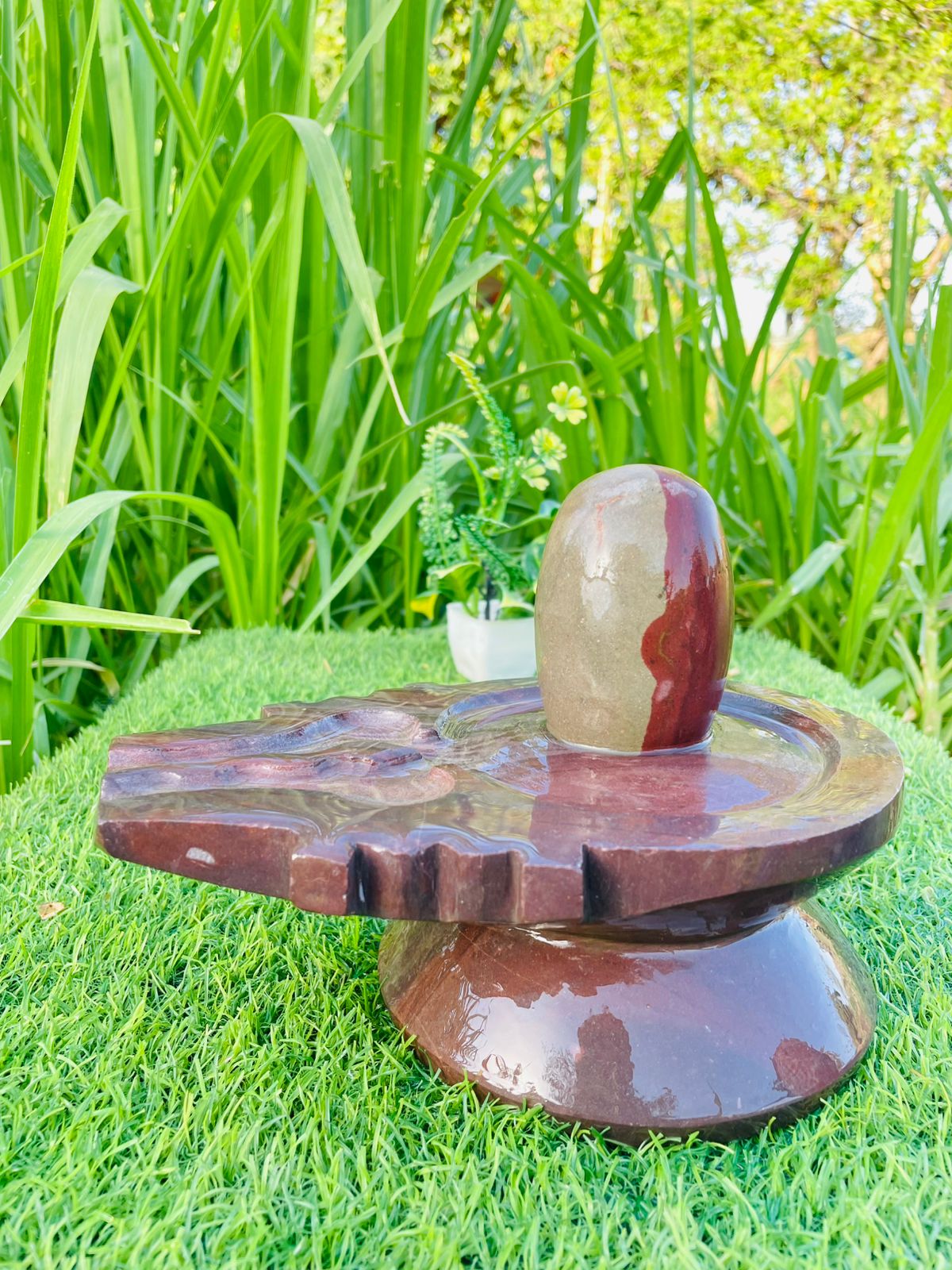 4 Inch Designer Narmadeshwar Shivling with 8 Inch Artistic Jaladhari – Premium Handcrafted Stone