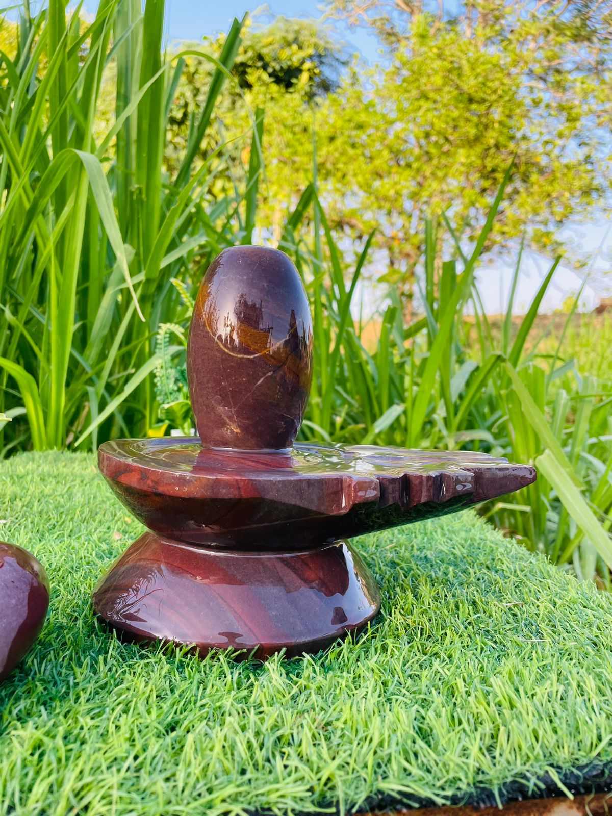 4 Inch Dark Brown Narmadeshwar Shivling with 8 Inch Premium Jaladhari – Handcrafted Sacred Stone